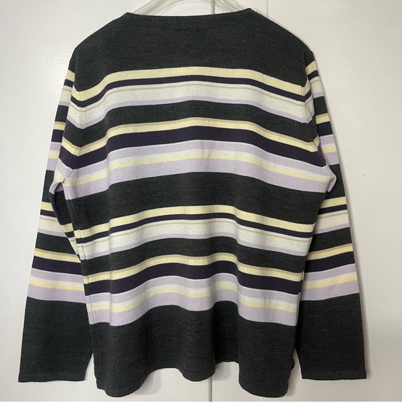 Vintage Y2K Sag Harbor Gray Purple Stripes Layered Cardigan Sweater Top - Picture 4 of 4